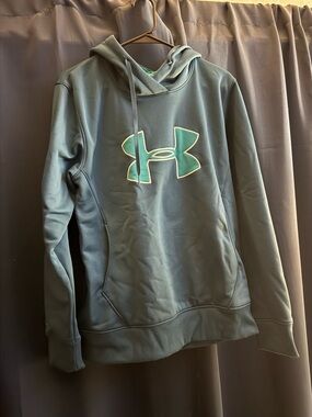 Under Armour Teal Pullover Hoodie with Light Teal Logo